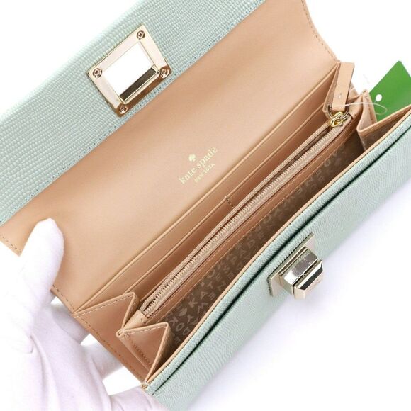 NWT Kate Spade Lizard Embossed Cyndy Wallet Dusty Mint - Picture 9 of 12